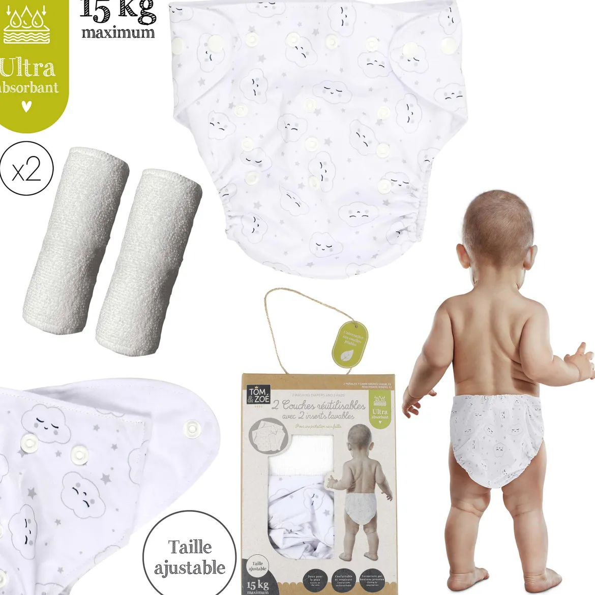 COUCHE LAVABLE ET CHANGE X2 PIECES