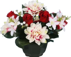 COUPE DAHLIA BOUTON ROSE H28CM ASSORTIS