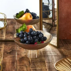 COUPE FRUIT SUR PIED VERRE AMBRE 1.1L