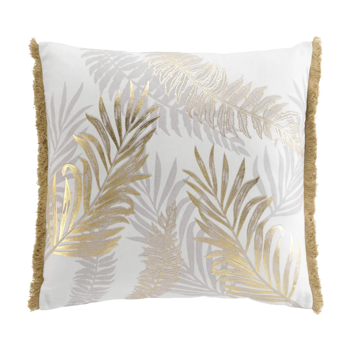 COUSSIN DEHOUSSABLE FRANGE 50X50CM IMPRIME METALLISE MELISSE