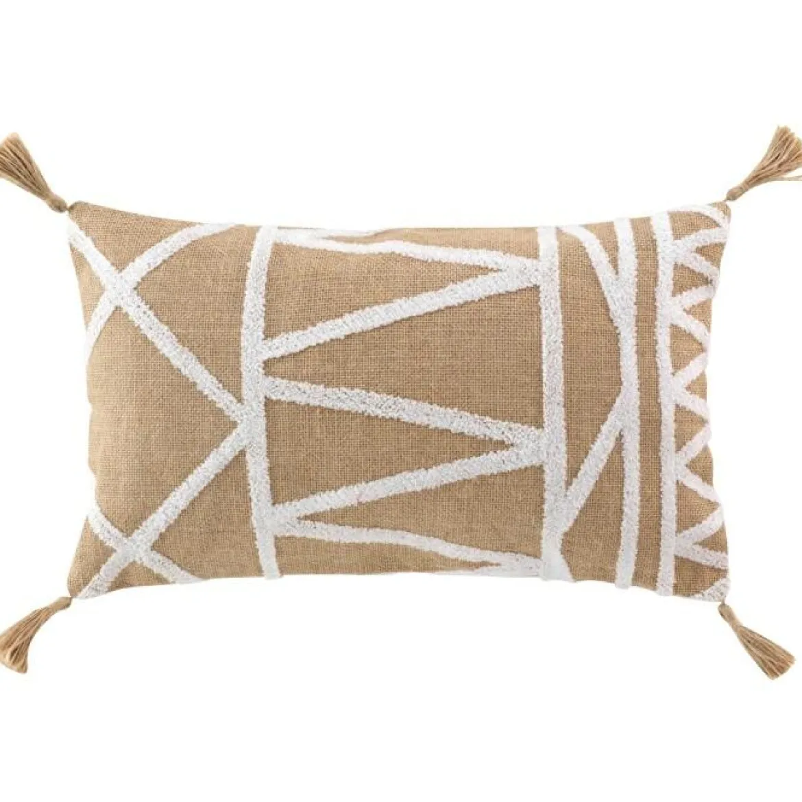 COUSSIN DEHOUSSABLE POMPONS 30X50CM UNI ET JUTE TUFTE ASMARA