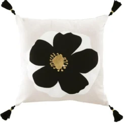COUSSIN DEHOUSSABLE POMPONS 45X45CM COTON IMPRIME OR ISSEY