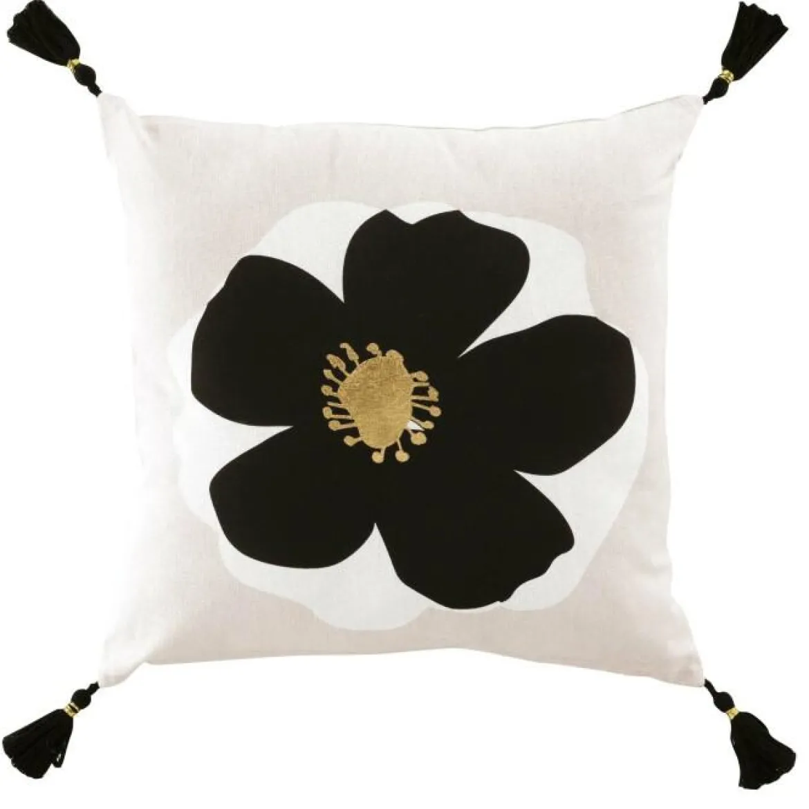 COUSSIN DEHOUSSABLE POMPONS 45X45CM COTON IMPRIME OR ISSEY