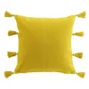 COUSSIN DEHOUSSABLE POMPONS 45X45CM COTON TASSELINA JAUNE