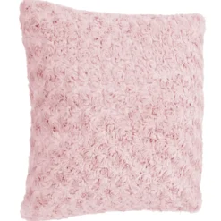 COUSSIN FOURRURE BOUCLEE ROSE 45X45CM