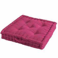COUSSIN SOL 45X45X10CM COTON UNI PACIFIQUE FRAMBOISE