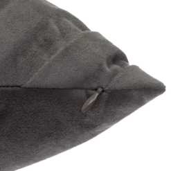 COUSSIN TRESSE EN VELOURS GRIS FONCE 40X40CM