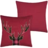 COUSSIN 45X45CM CERF TARTAN ROUGE