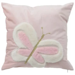 COUSSIN CARRE PAPILLON ROSE 40X40CM