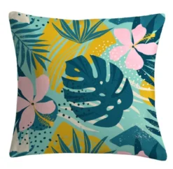 COUSSIN DEPERLANT DECO IMPRIME FEUILLES 45X45CM