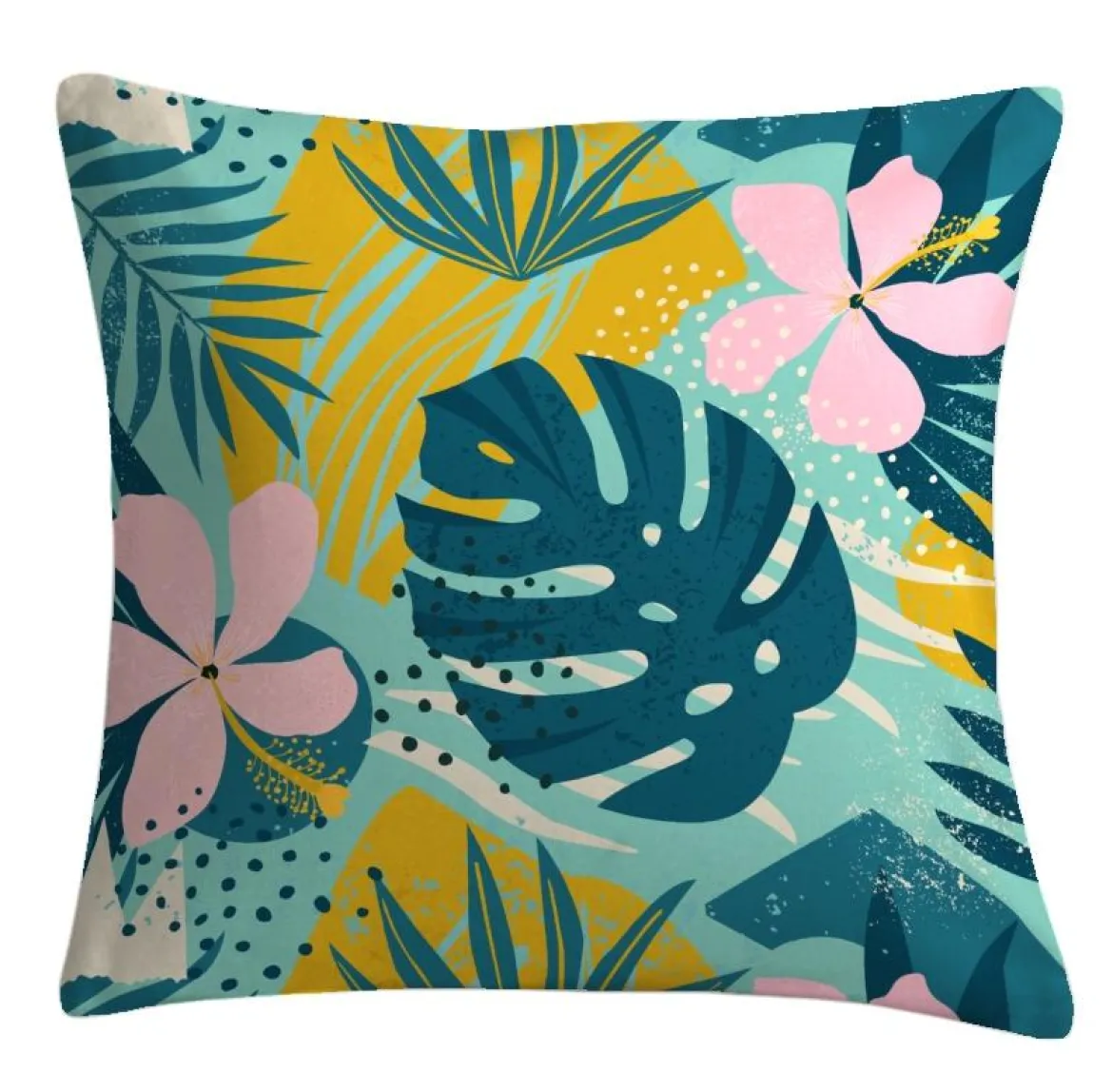 COUSSIN DEPERLANT DECO IMPRIME FEUILLES 45X45CM