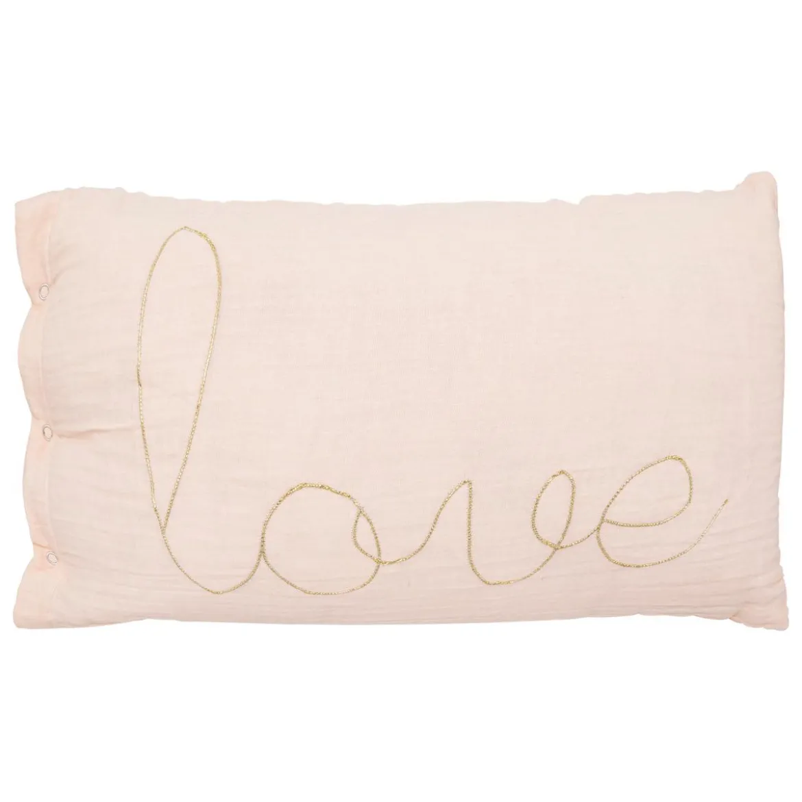 COUSSIN RECTANGLE DOUBLE GAZE COTON ROSE