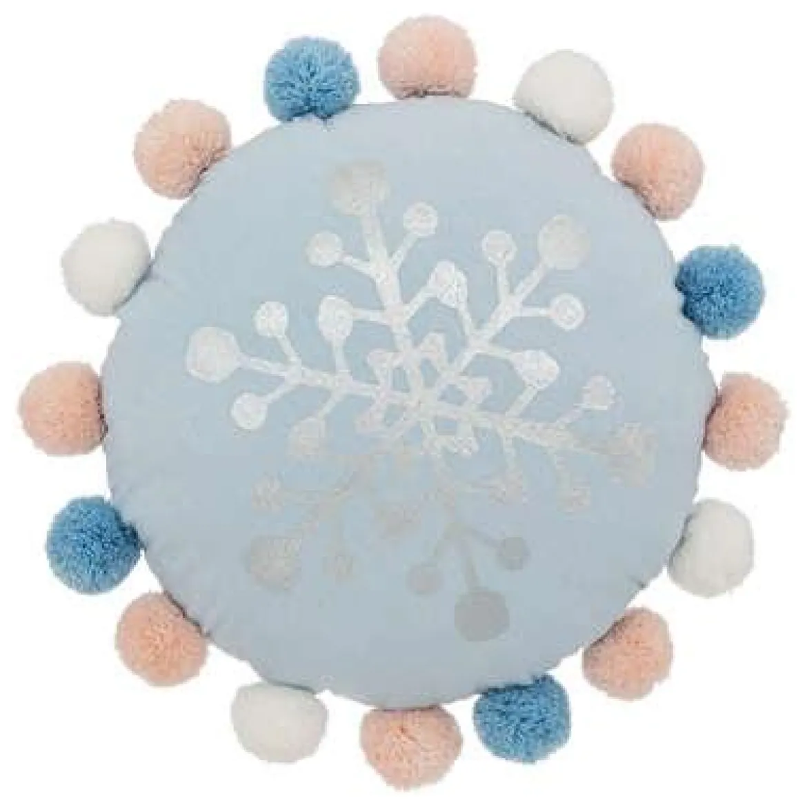 COUSSIN ROND POMPONS HIVER D.35CM