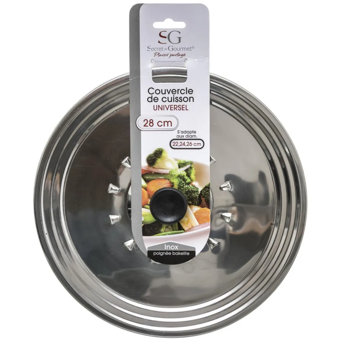 COUVERCLE ACIER INOX 22 A 26CM