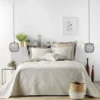 COUVRE LIT 2 PERSONNES MATELASSE 220X240CM ROMANE LIN