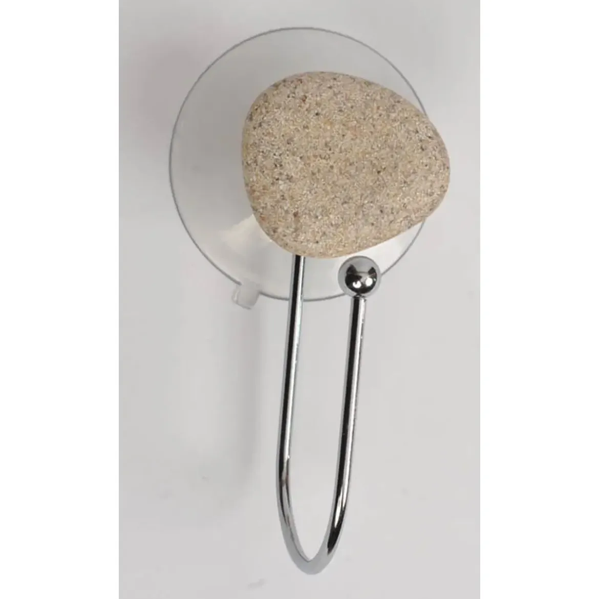 CROCHET METAL SUR VENTOUSE 1 DECO GALET GRIS