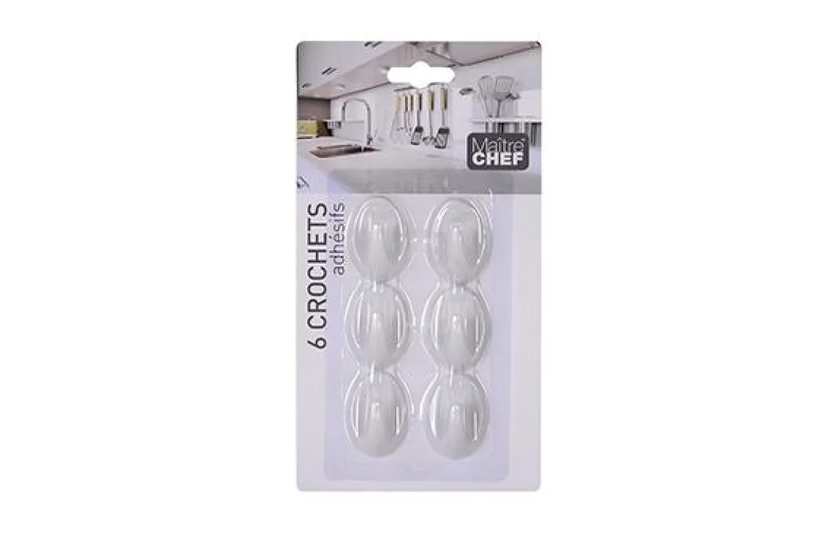 6 CROCHETS ADHESIFS