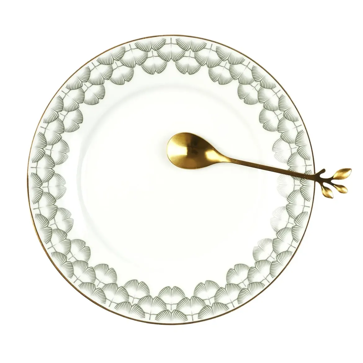 CUILLERE CAFE FEUILLE DOREE X4 PIECES