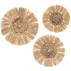 DECO MURALE RAPHIA X3 PIECES 25CM 30CM 36CM