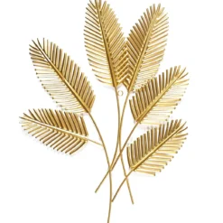 DECORATION MURALE BOUQUET FEUILLES PALMIER DORE 47X61CM