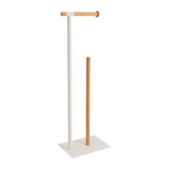DEROULEUR ET RESERVE PAPIER WC METAL BAMBOU BLANC