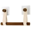 DEROULEUR PAPIER WC BAMBOU LANIERES SIMILI CUIR BEIGE