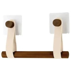 DEROULEUR PAPIER WC BAMBOU LANIERES SIMILI CUIR BEIGE