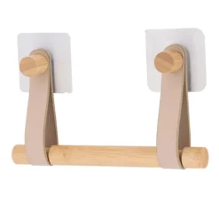DEROULEUR PAPIER WC BAMBOU LANIERES SIMILI CUIR BEIGE BAMBOU