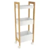 DESSERTE BAMBOU SUR ROULETTES 3 ETAGERES BLANC BAMBOU