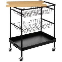 DESSERTE 2 PANIERS METAL ET PLANCHE AMOVIBLE