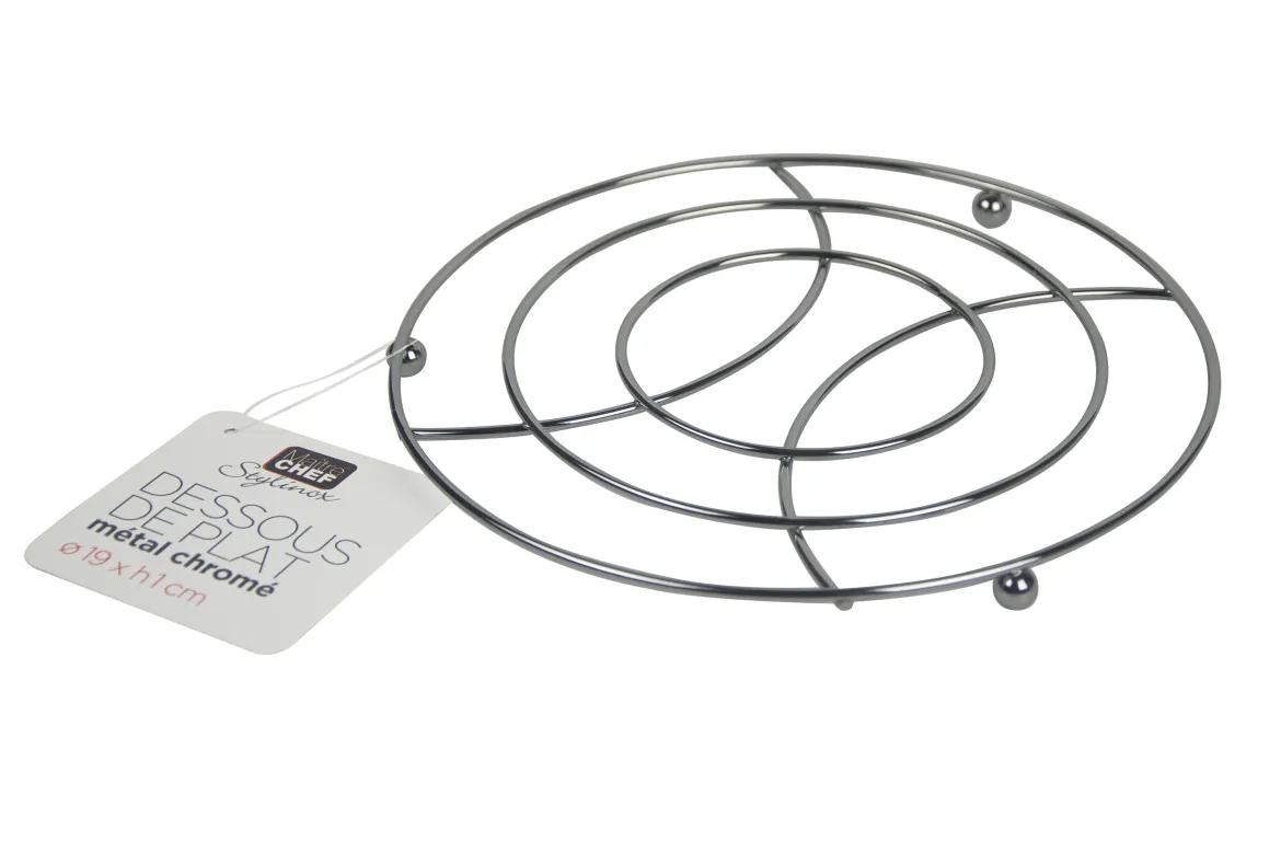 DESSOUS DE PLAT ROND METAL CHROME