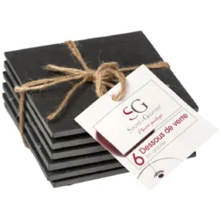 DESSOUS DE VERRE X6 PIECES ARDOISE 10X10CM