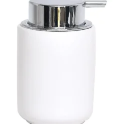 DISTRIBUTEUR A SAVON DOLOMITE ROND POMPE CHROME BLANC
