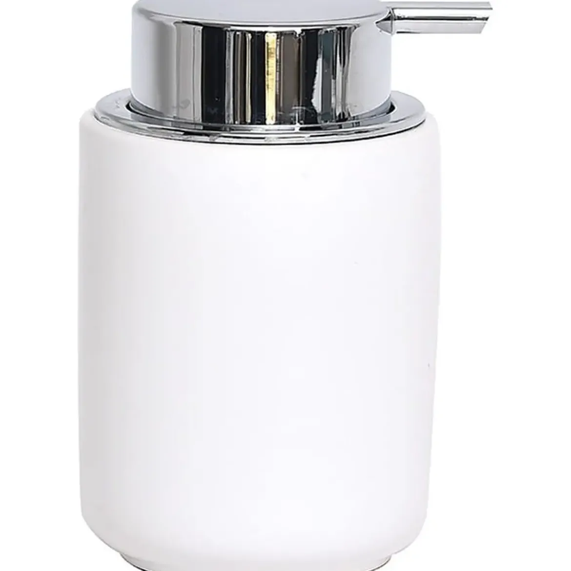 DISTRIBUTEUR A SAVON DOLOMITE ROND POMPE CHROME BLANC