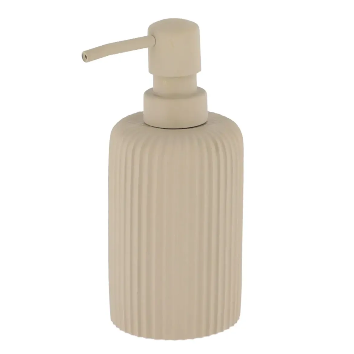 DISTRIBUTEUR A SAVON ARRONDI STRIE POLYRESINE 230ML TAUPE