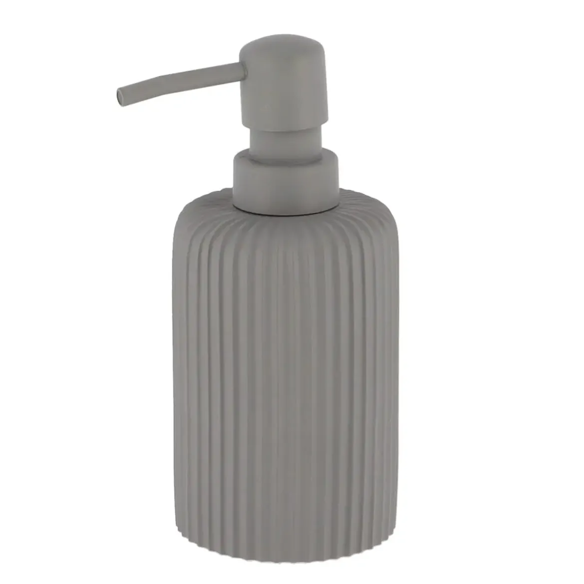 DISTRIBUTEUR A SAVON ARRONDI STRIE POLYRESINE 230ML GRIS