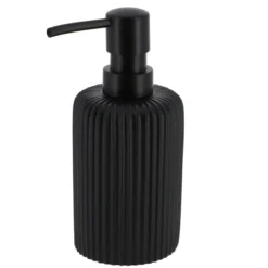 DISTRIBUTEUR A SAVON ARRONDI STRIE POLYRESINE 230ML NOIR