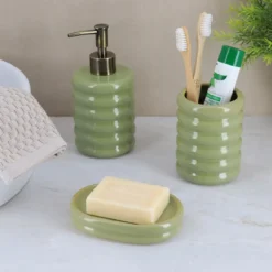 DISTRIBUTEUR A SAVON GRES FACON 70S VERT OLIVE 400ML