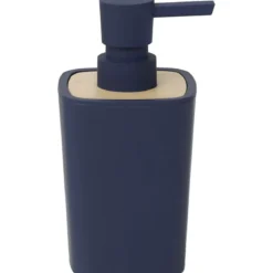 DISTRIBUTEUR A SAVON RUBBER ET ABS BAMBOU BLEU MARINE