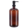 DISTRIBUTEUR A SAVON VERRE POMPE NOIR MAT 1L AMBRE
