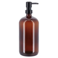 DISTRIBUTEUR A SAVON VERRE POMPE NOIR MAT 1L AMBRE
