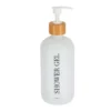 DISTRIBUTEUR GEL DOUCHE VERRE BAMBOU 500ML BLANC MAT
