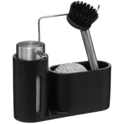 DISTRIBUTEUR SAVON AVEC BROSSE ET EPONGE NOIR