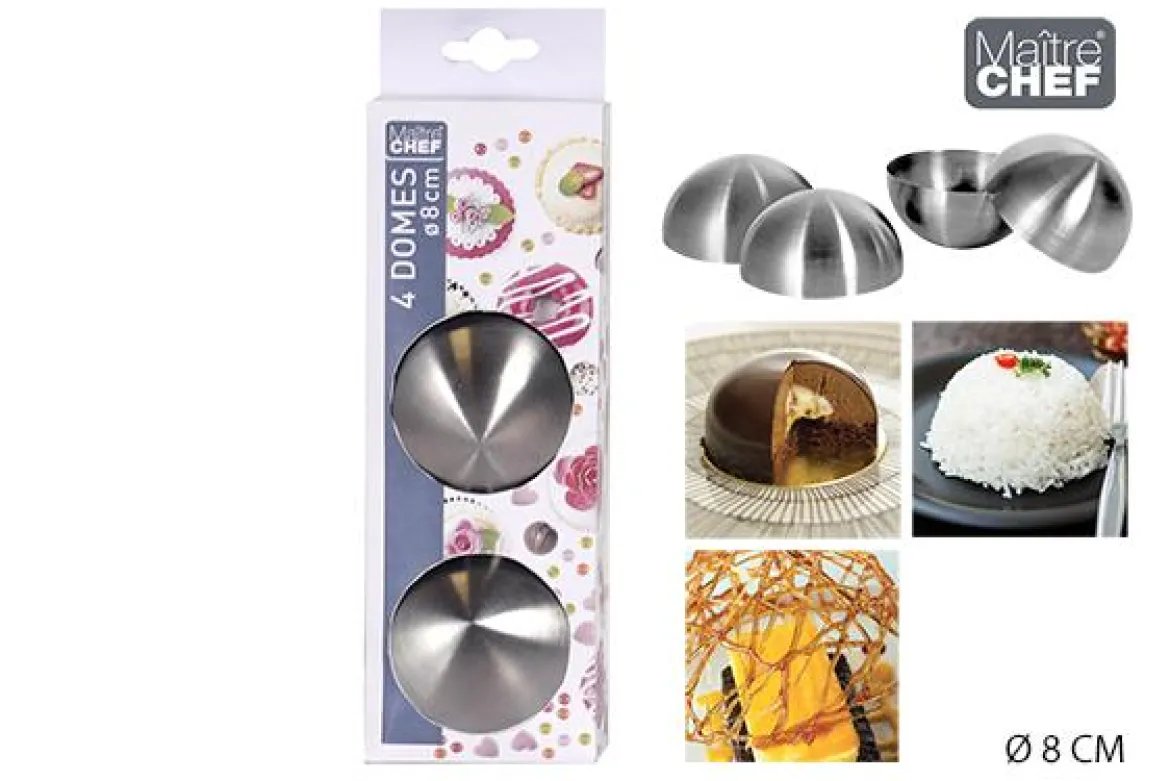 4 DOMES INOX DIAMETRE 8CM