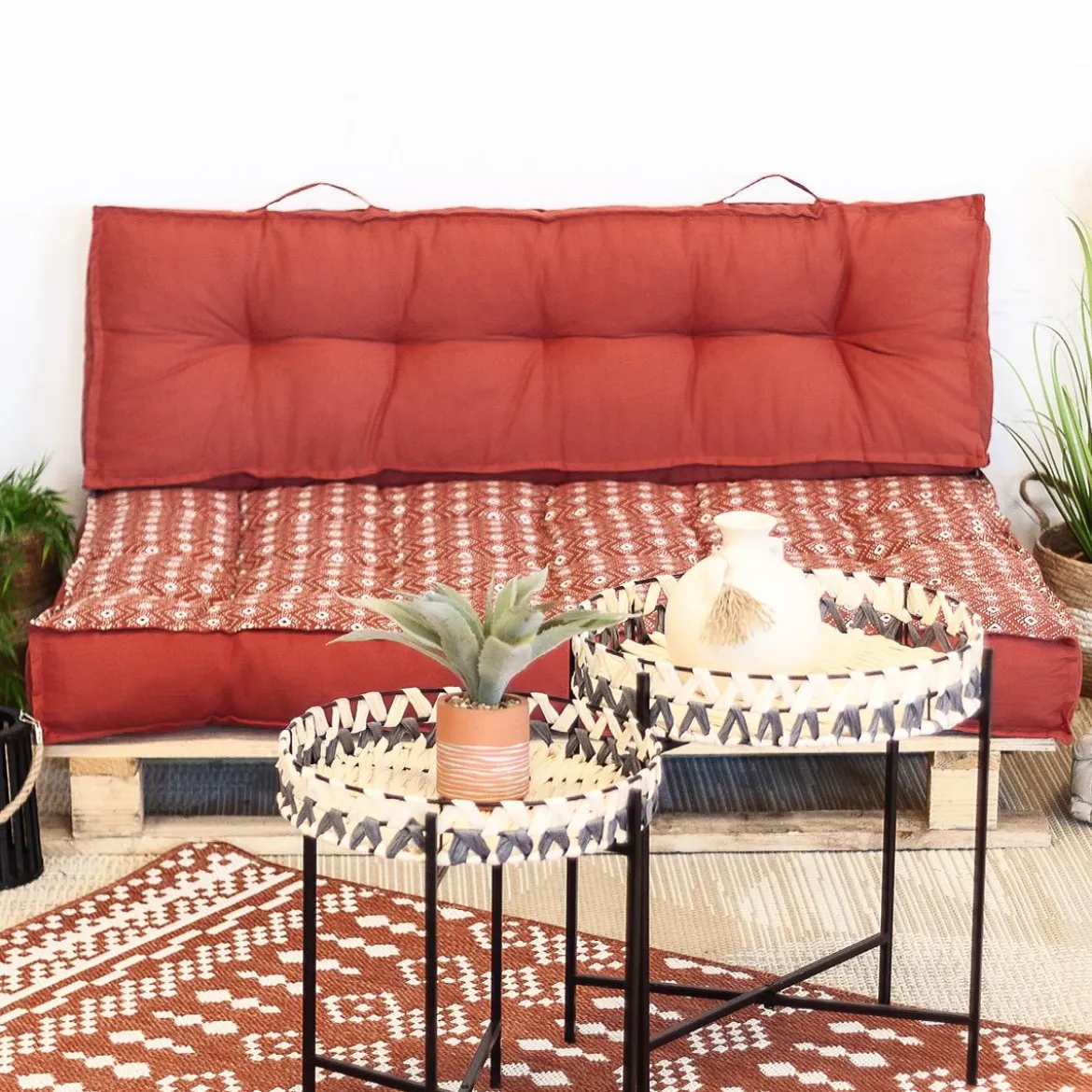 DOSSIER PALETTE 120X40X15CM COTON TERRACOTTA