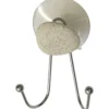 DOUBLE CROCHET METAL SUR VENTOUSE 1 DECO   GALET GRIS