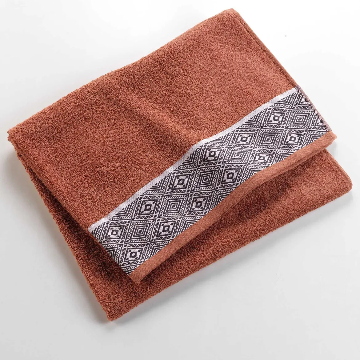 DRAP BAIN 90X150CM EPONGE JACQUARD ESTEBAN TERRACOTTA