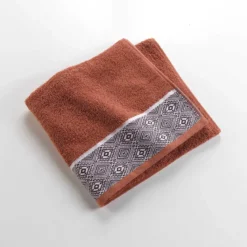 DRAP DOUCHE 70X30CM EPONGE JACQUARD ESTEBAN TERRACOTTA