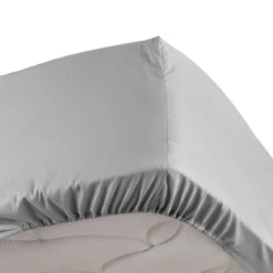 DRAP HOUSSE 2 P 160X200 CM PERCALE UNI GRIS