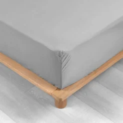 DRAP HOUSSE 2 P 160X200 CM PERCALE UNI GRIS